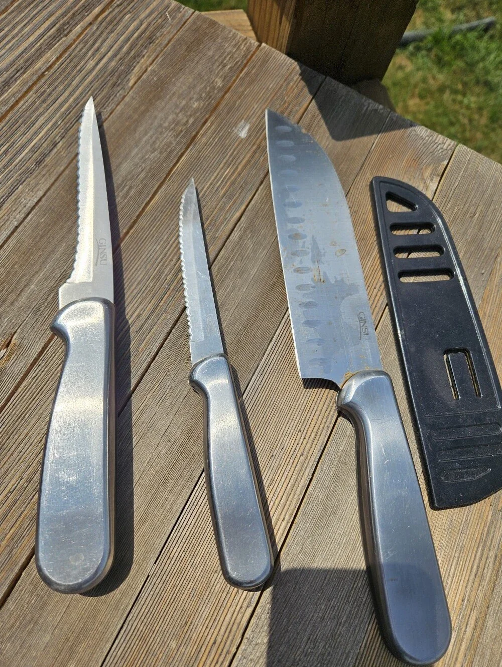 Ginsu Knife Lot Stainless Steel Santoku Serrated Steak Kitchen Cutlery 4 Pc